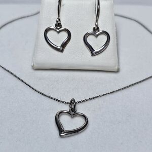 Michael Hill Sterling Silver Open Heart Necklace and Earring Set